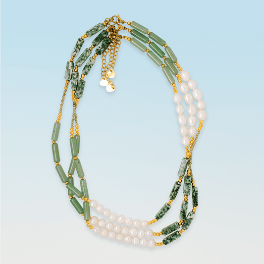 Necklace - Amelia Jade and Freshwater Pearl Beaded Necklace - Curated Dry Goods