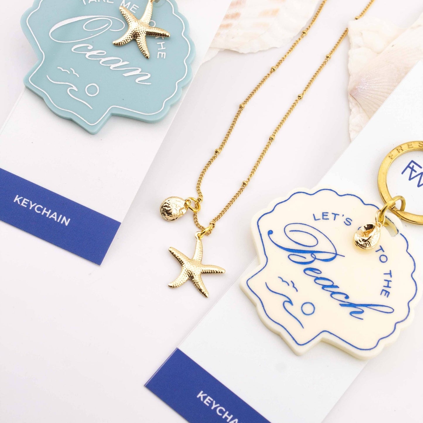 Keychain - Beach Seashell Charm Keychain - Curated Dry Goods