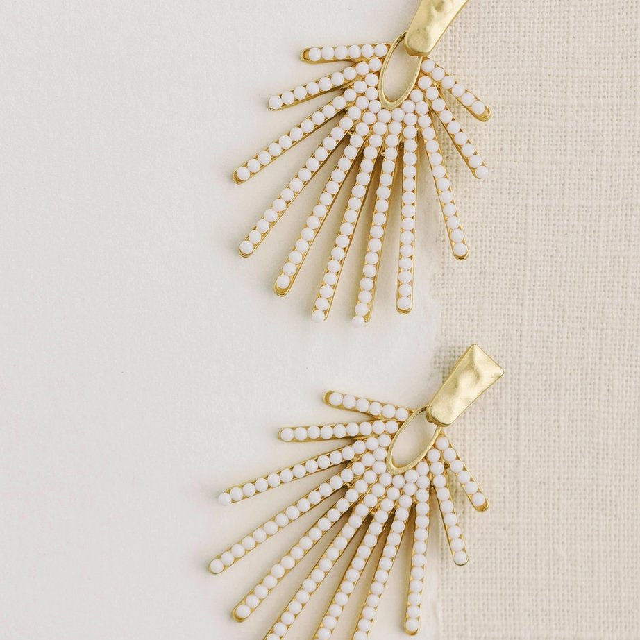 Earrings - Beaded Sunburst Statement Earrings - Curated Dry Goods