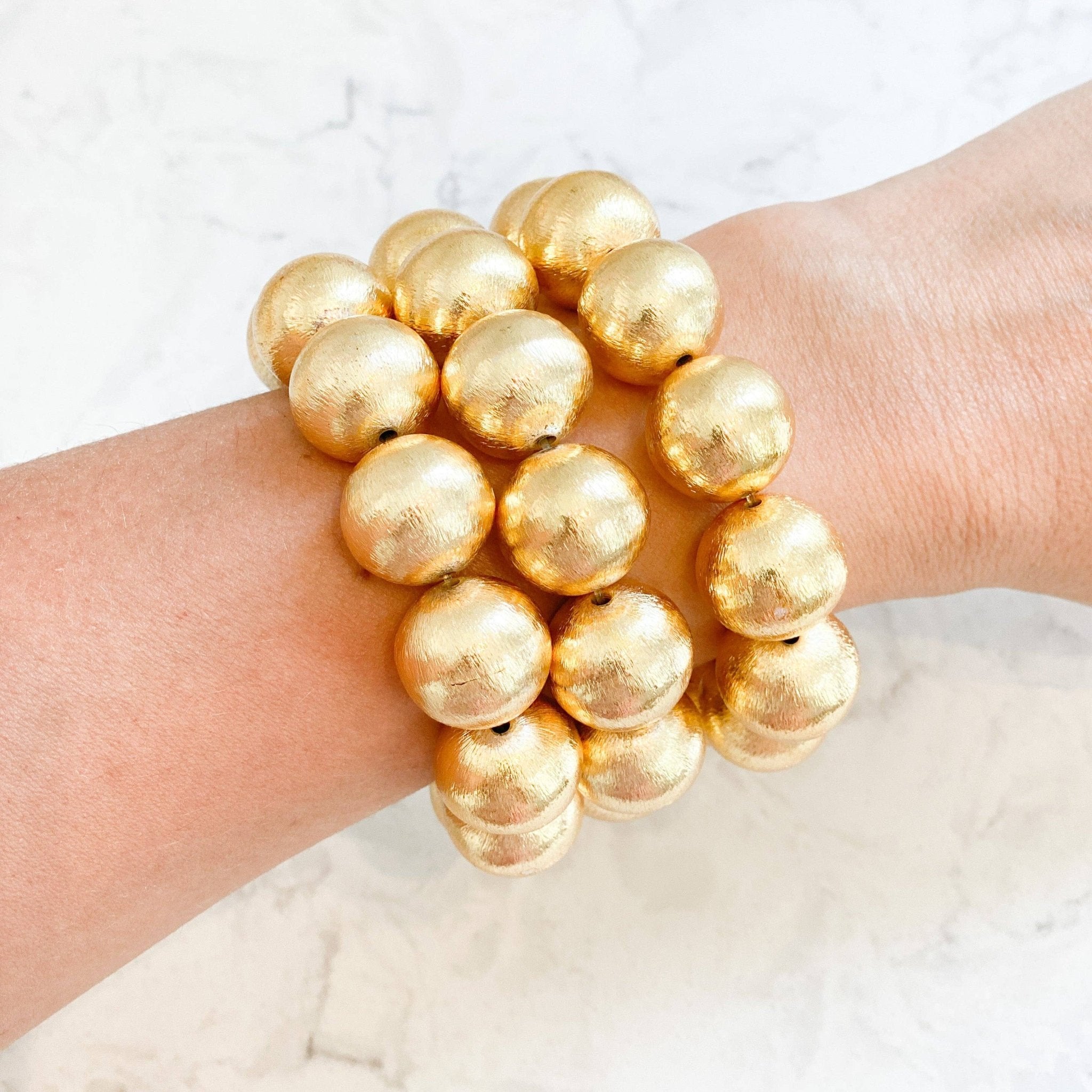 Bracelet - Candace Large Gold Beaded Bracelet - Curated Dry Goods
