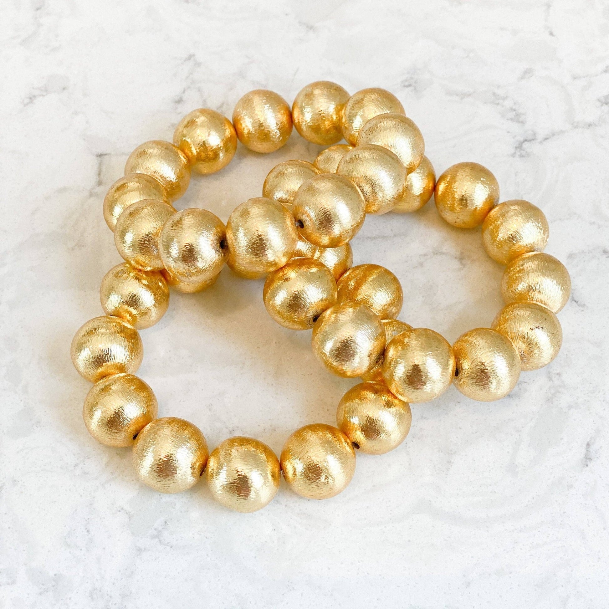 Bracelet - Candace Large Gold Beaded Bracelet - Curated Dry Goods