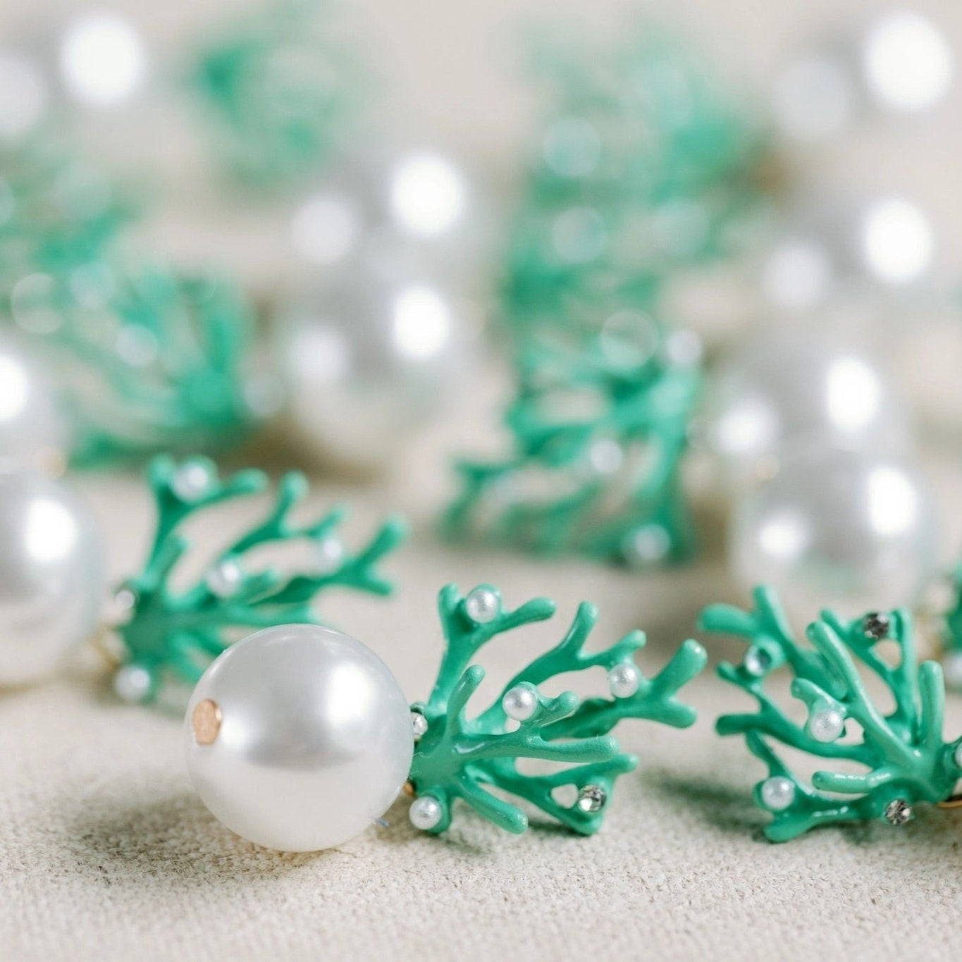 Earrings - Coral and Pearl Drop Earrings - Curated Dry Goods