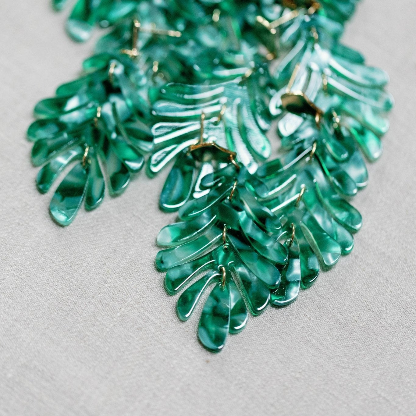 Earrings - Green Petite Palm Drop Statement Earrings - Curated Dry Goods