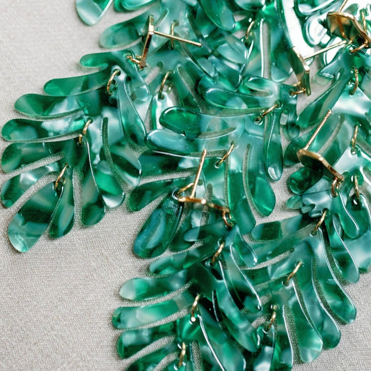 Earrings - Green Petite Palm Drop Statement Earrings - Curated Dry Goods