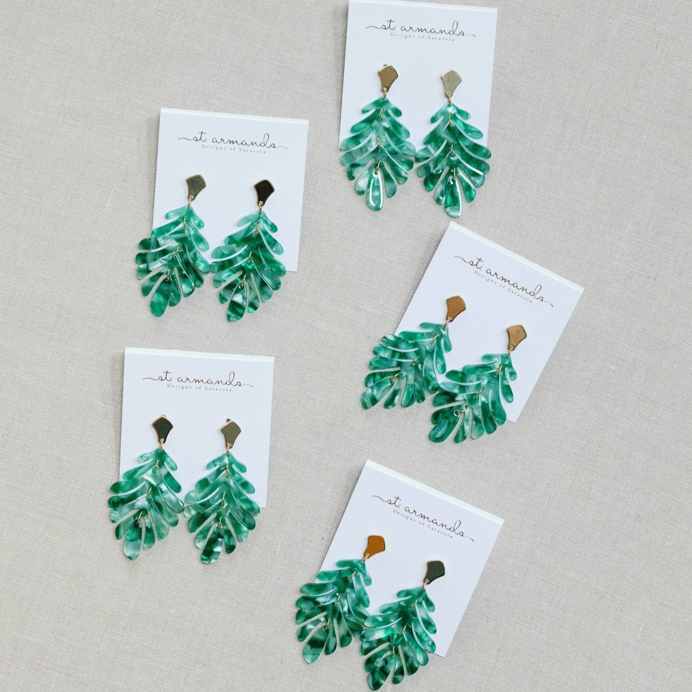 Earrings - Green Petite Palm Drop Statement Earrings - Curated Dry Goods
