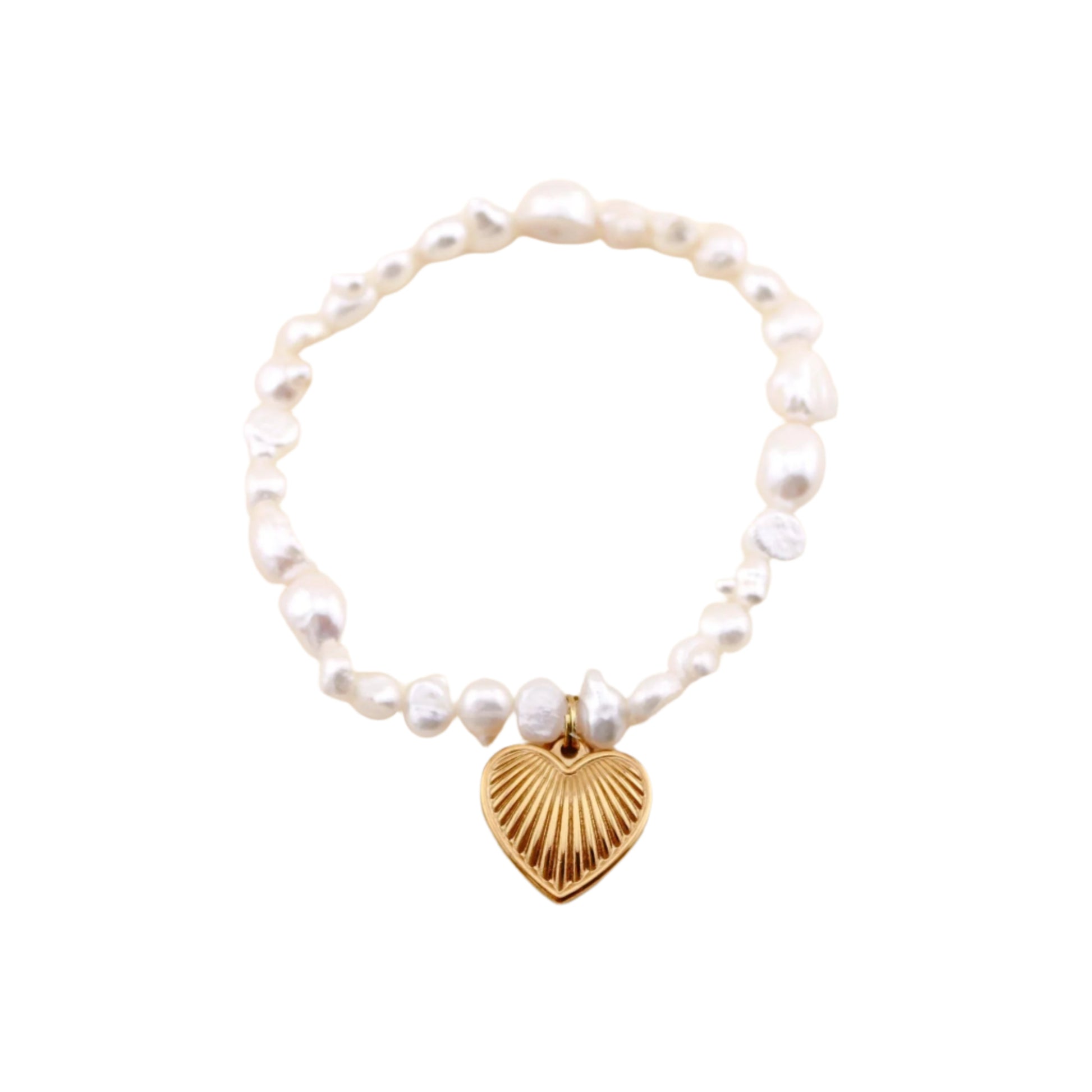 Bracelet - Island Breeze Heart Charm Pearl Bracelet - Curated Dry Goods