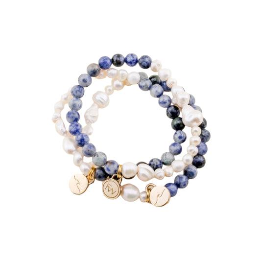 Bracelet - Lagoon Pearl and Stone Beaded Bracelet - Curated Dry Goods