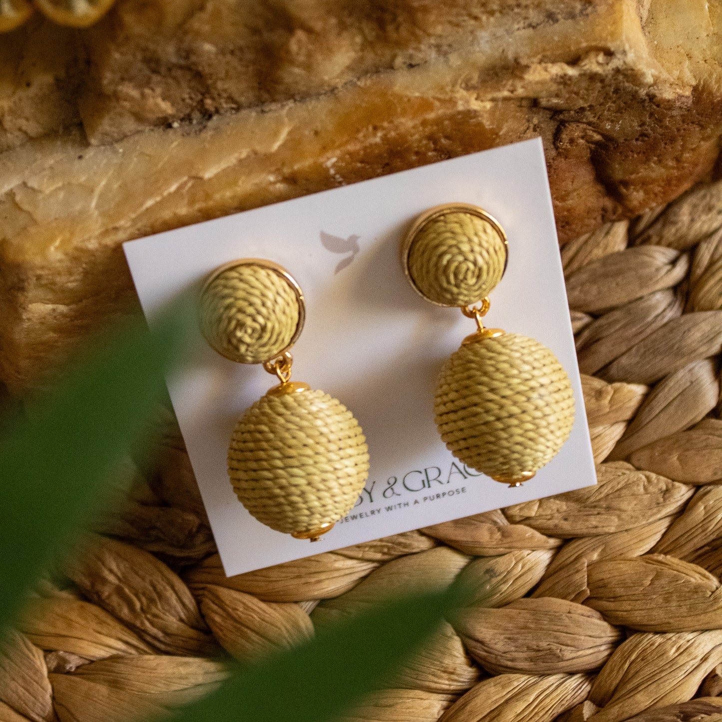 Earrings - Lantern Raffia Earrings Natural - Curated Dry Goods