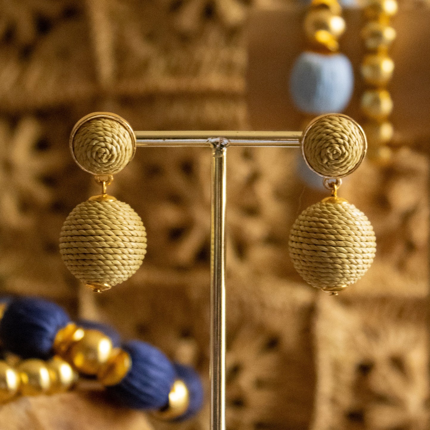 Earrings - Lantern Raffia Earrings Natural - Curated Dry Goods