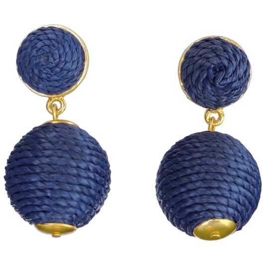 Earrings - Lantern Raffia Earrings Navy - Curated Dry Goods