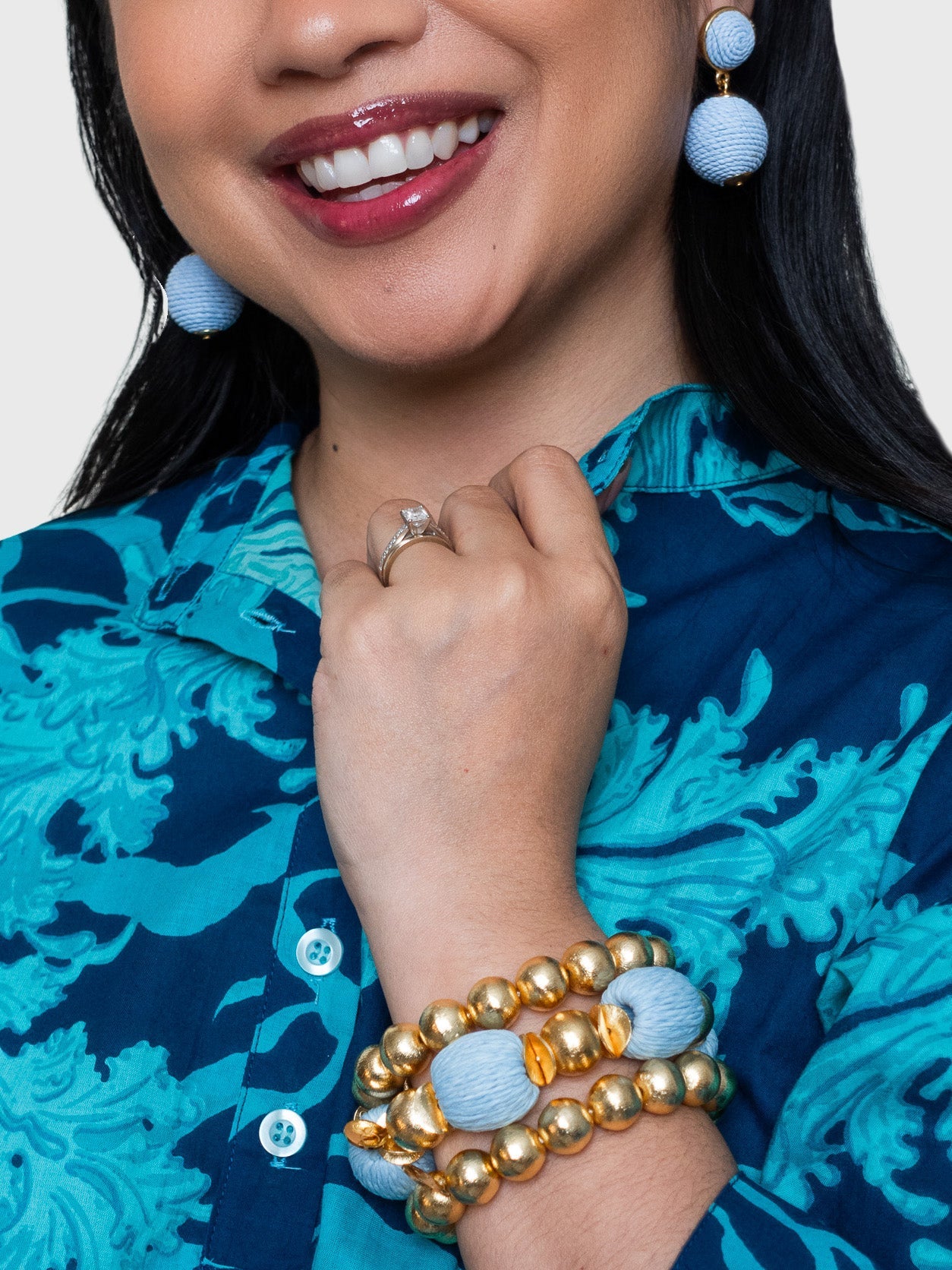 Earrings - Lantern Raffia Earrings Powder Blue - Curated Dry Goods