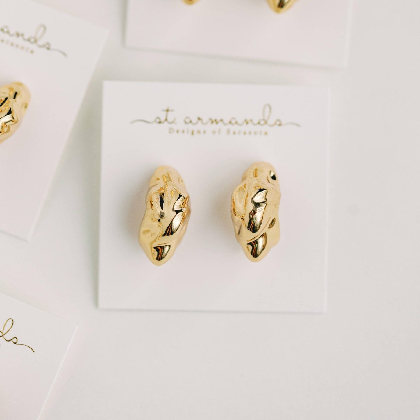 Earrings - Madeira Melted Gold Hoop Earrings - Curated Dry Goods