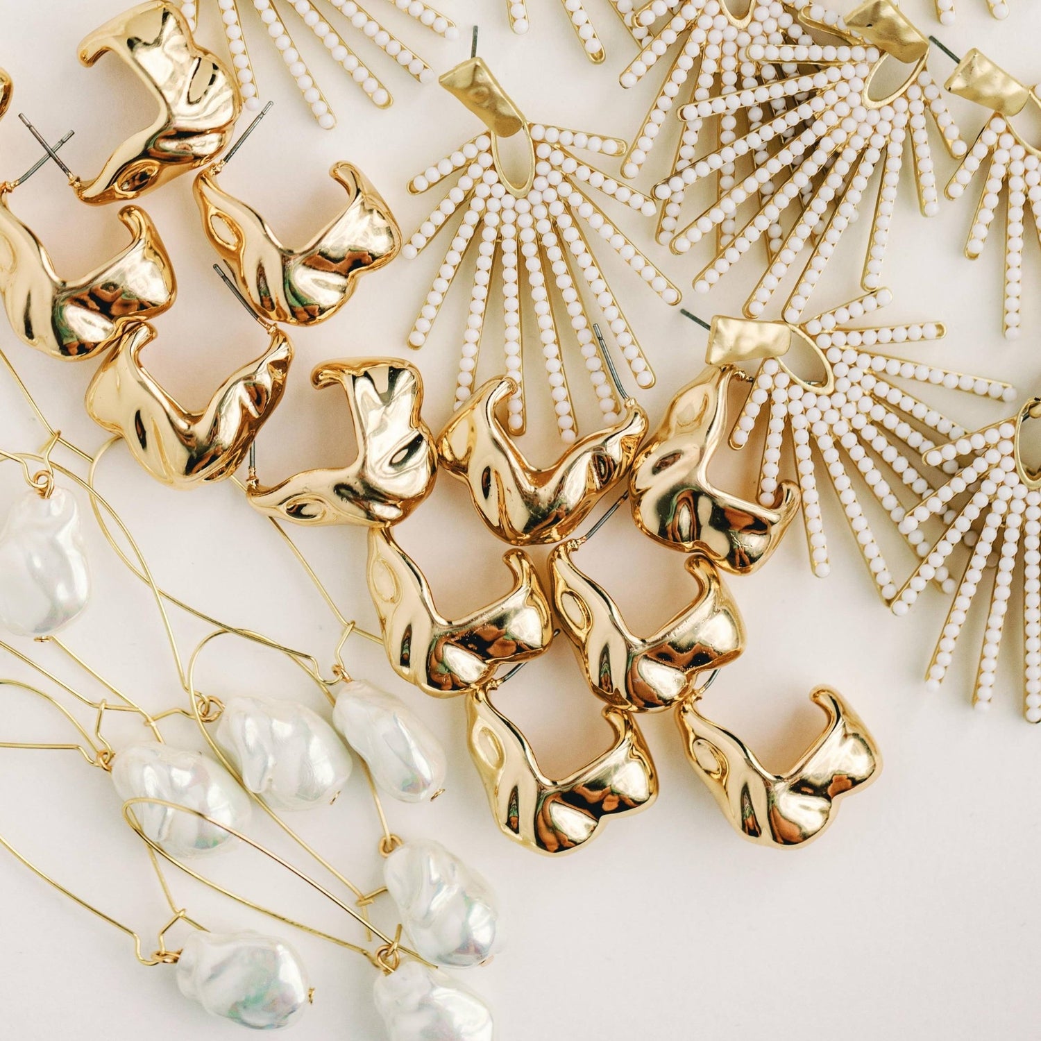Earrings - Madeira Melted Gold Hoop Earrings - Curated Dry Goods