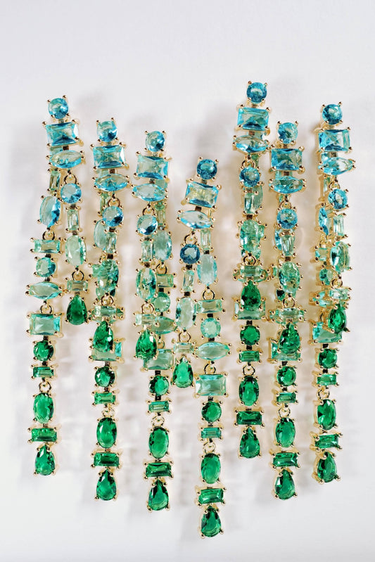 Earrings - Madison Turquoise and Green Ombre Earrings - Curated Dry Goods