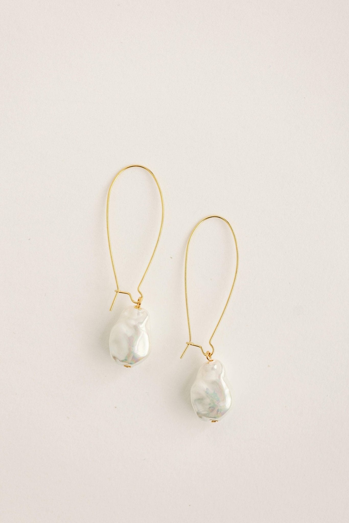 Earrings - Natural Pearl Minimalist Threader Earrings - Curated Dry Goods