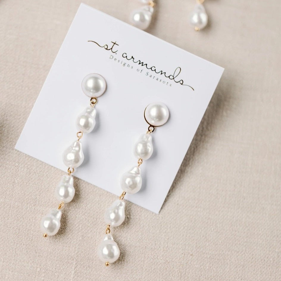 Earrings - Natural Pearl Statement Drop Earrings - Curated Dry Goods