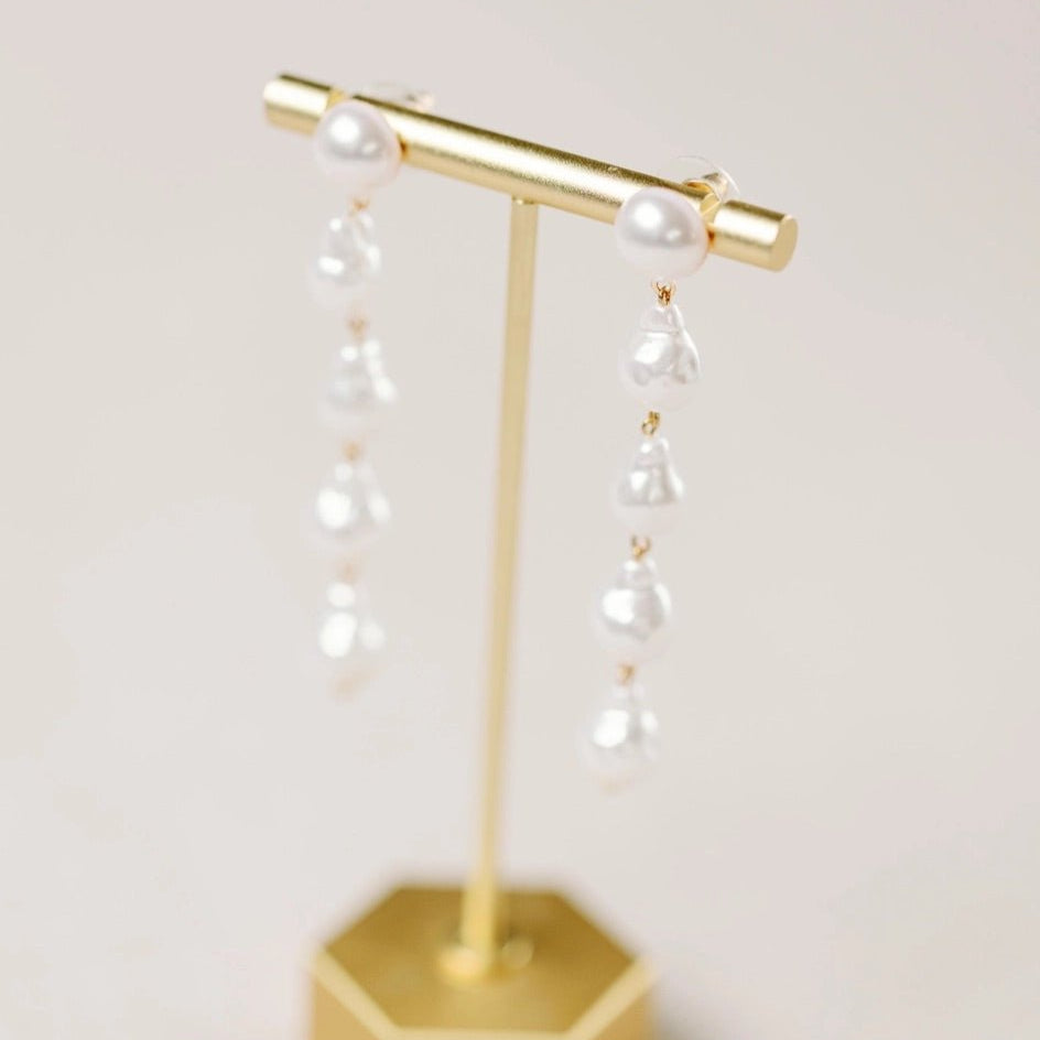 Earrings - Natural Pearl Statement Drop Earrings - Curated Dry Goods