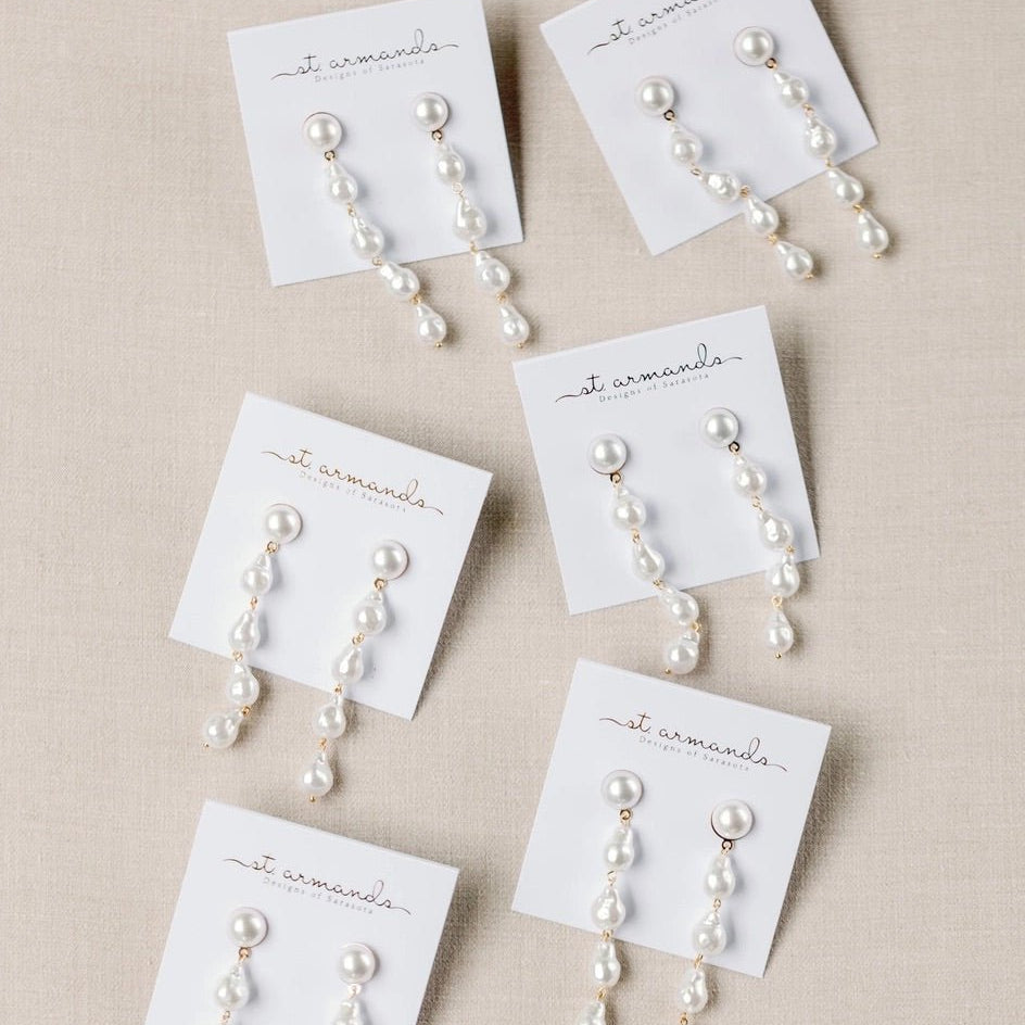 Earrings - Natural Pearl Statement Drop Earrings - Curated Dry Goods