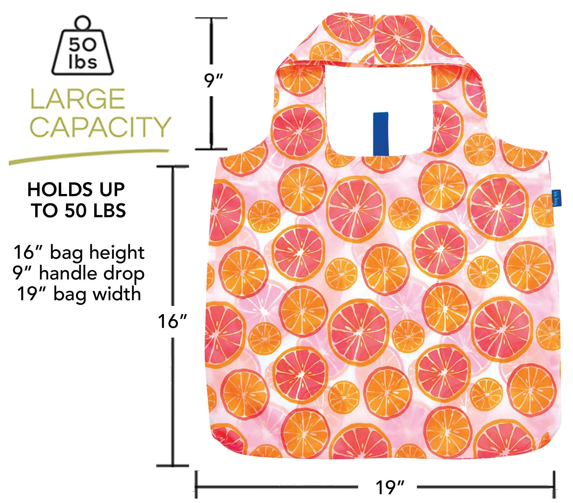Bags - Orange Print Reusable Shopper Tote - Curated Dry Goods