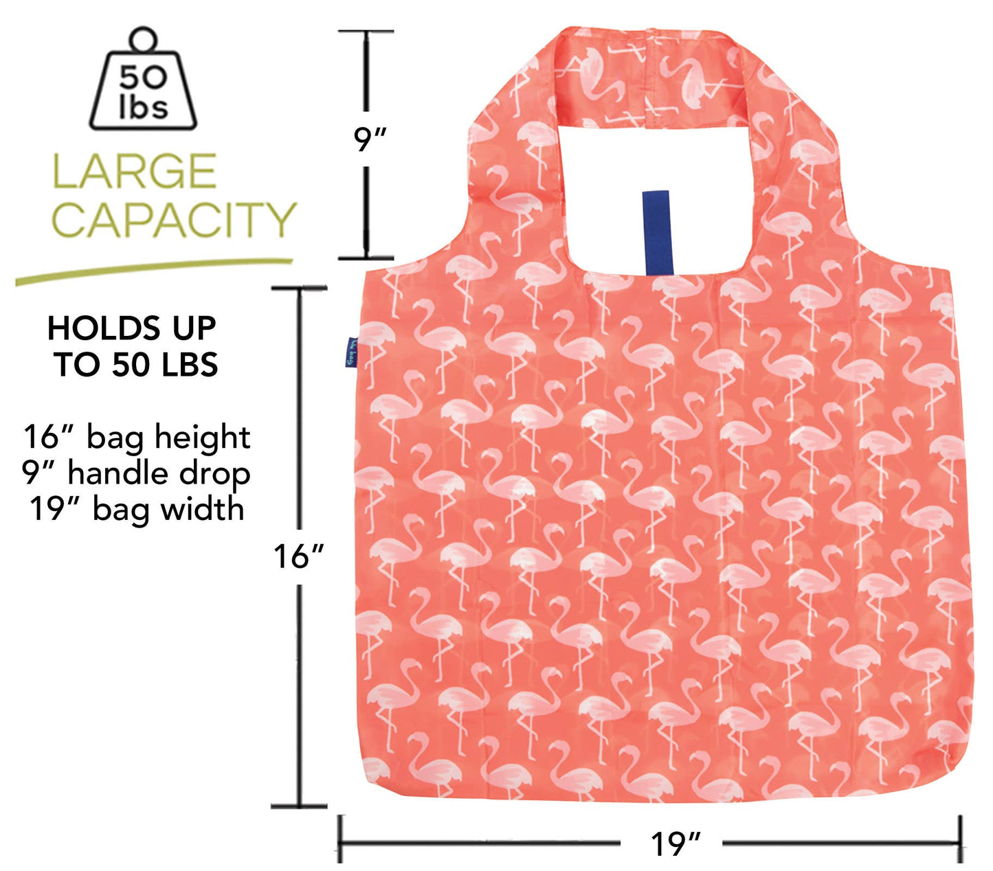 Bags - Pink Flamingo Print Reusable Shopper Tote - Curated Dry Goods