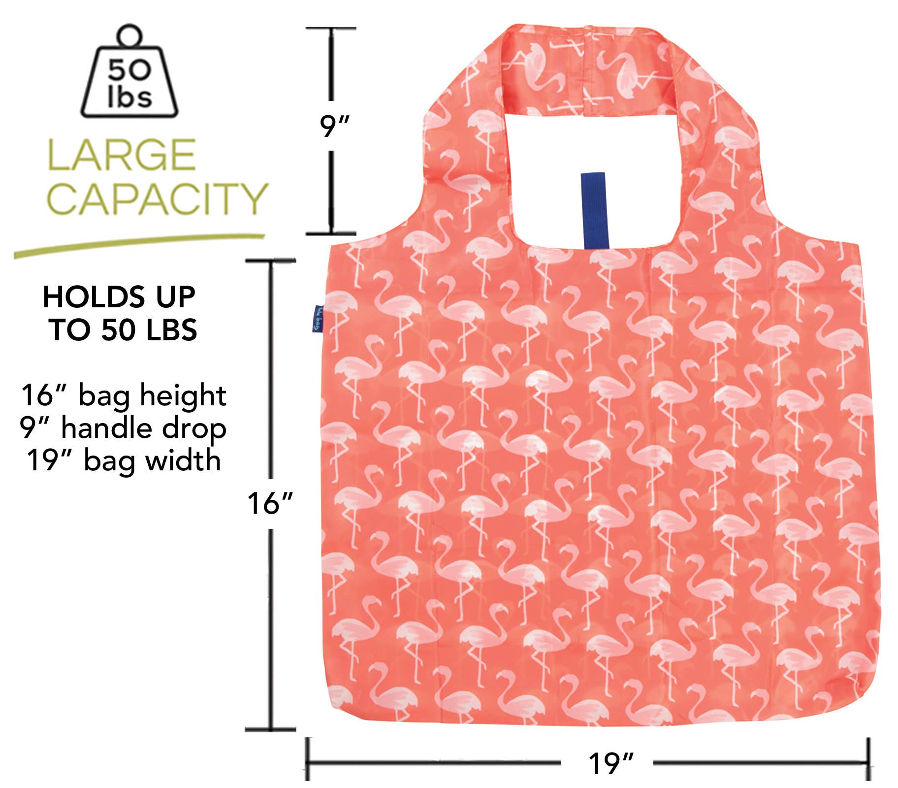 Bags - Pink Flamingo Print Reusable Shopper Tote - Curated Dry Goods