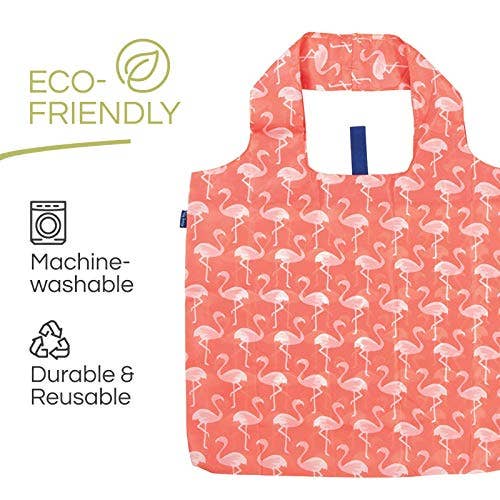 Bags - Pink Flamingo Print Reusable Shopper Tote - Curated Dry Goods