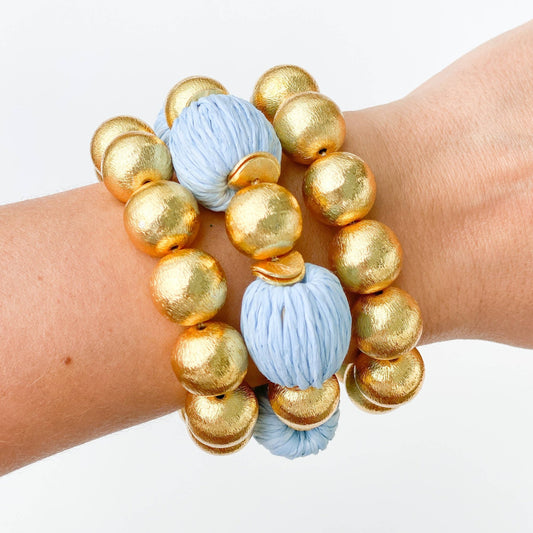 Bracelet - Powder Blue Raffia Bracelet - Curated Dry Goods