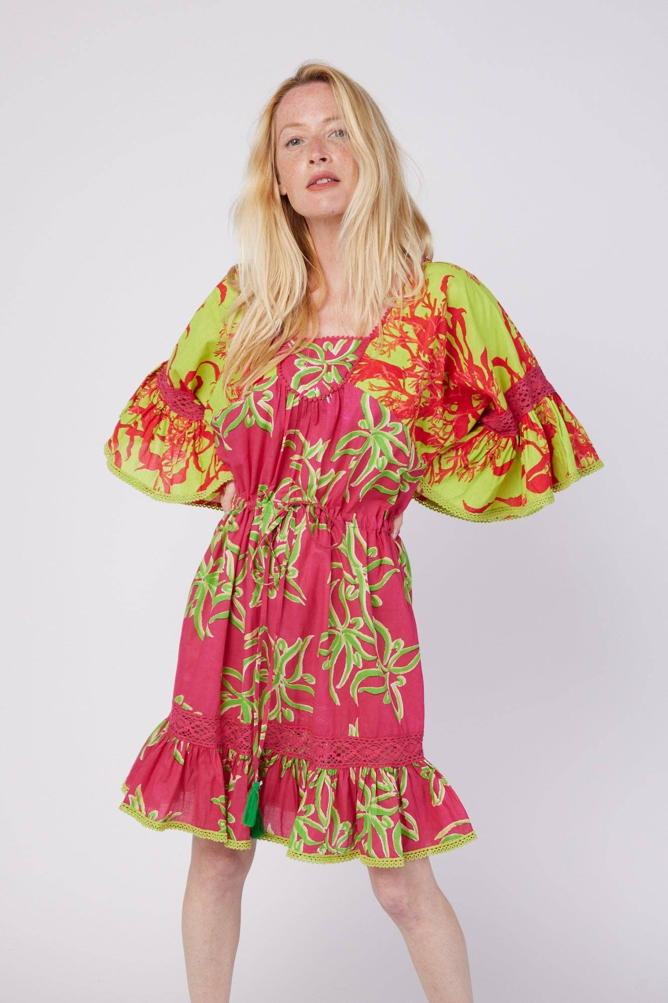 Dress - Sandra Tropical Print Mini Dress - Curated Dry Goods