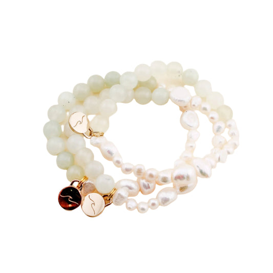 Bracelet - Seafoam Jade and Pearl Beaded Bracelet - Curated Dry Goods