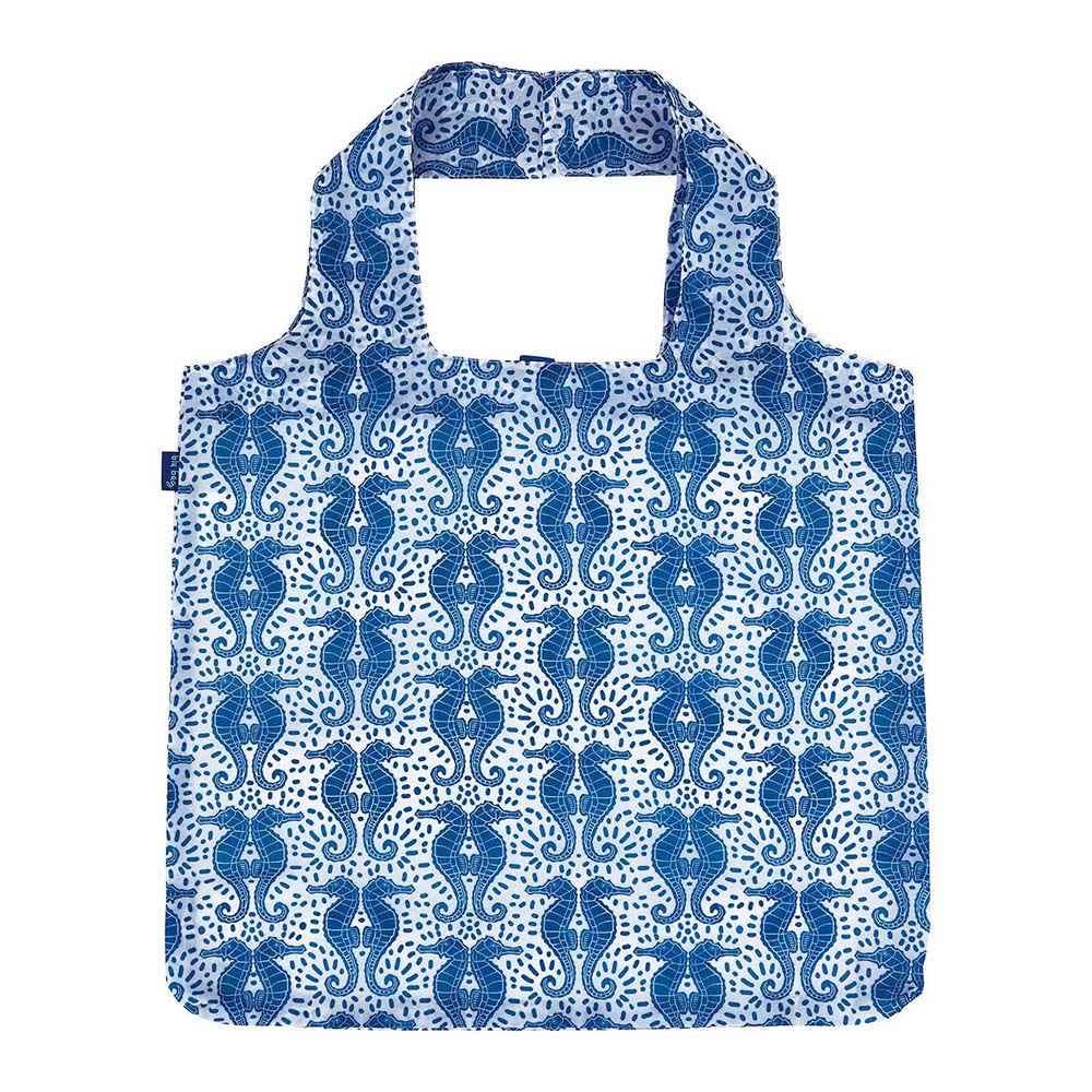 Bags - Seahorse Print Reusable Shopper Tote - Curated Dry Goods