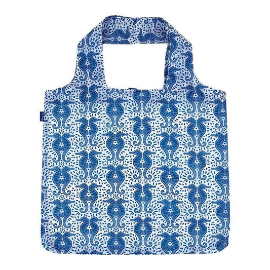 Bags - Seahorse Print Reusable Shopper Tote - Curated Dry Goods