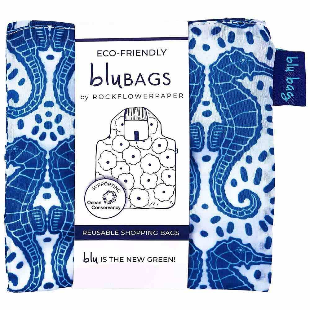 Bags - Seahorse Print Reusable Shopper Tote - Curated Dry Goods