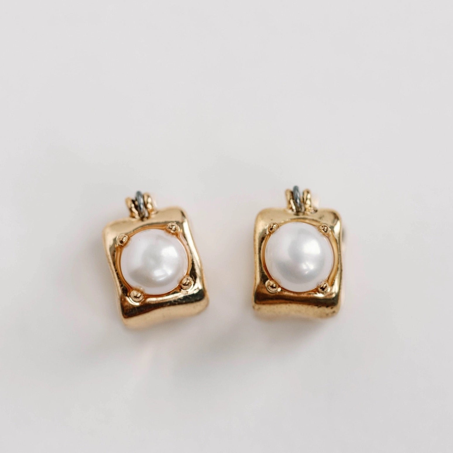 Earrings - Seaside Square Gold Hoops - Curated Dry Goods