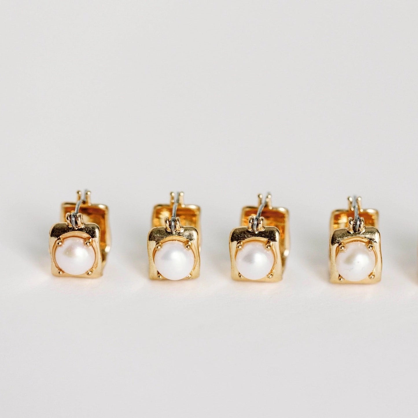 Earrings - Seaside Square Gold Hoops - Curated Dry Goods