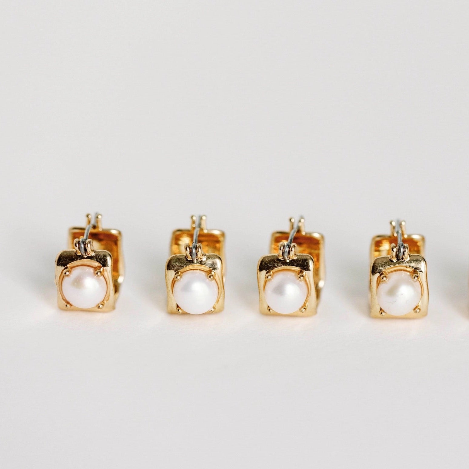Earrings - Seaside Square Gold Hoops - Curated Dry Goods