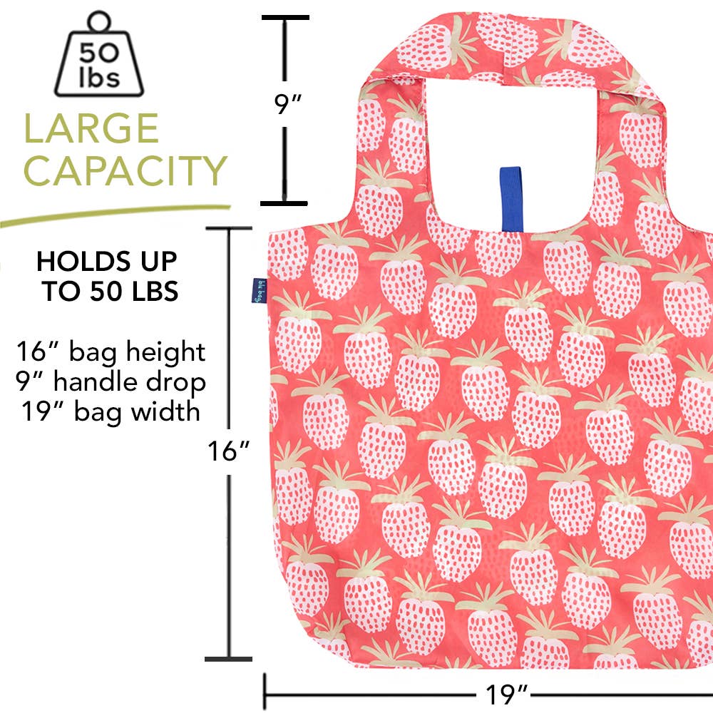 Bags - Strawberry Print Reusable Shopper Tote - Curated Dry Goods