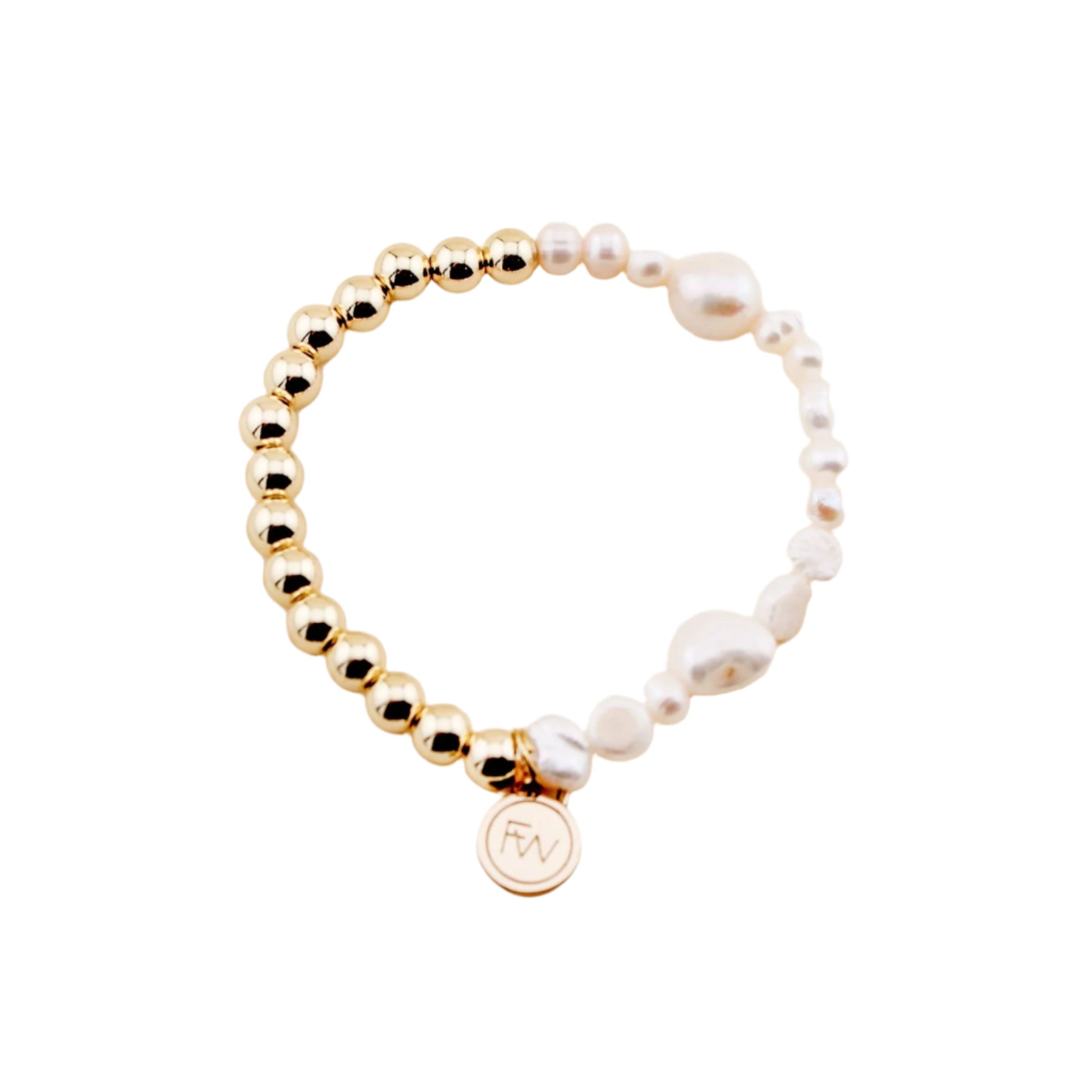 Bracelet - Sunset Glow Gold and Pearl Beaded Bracelet - Curated Dry Goods