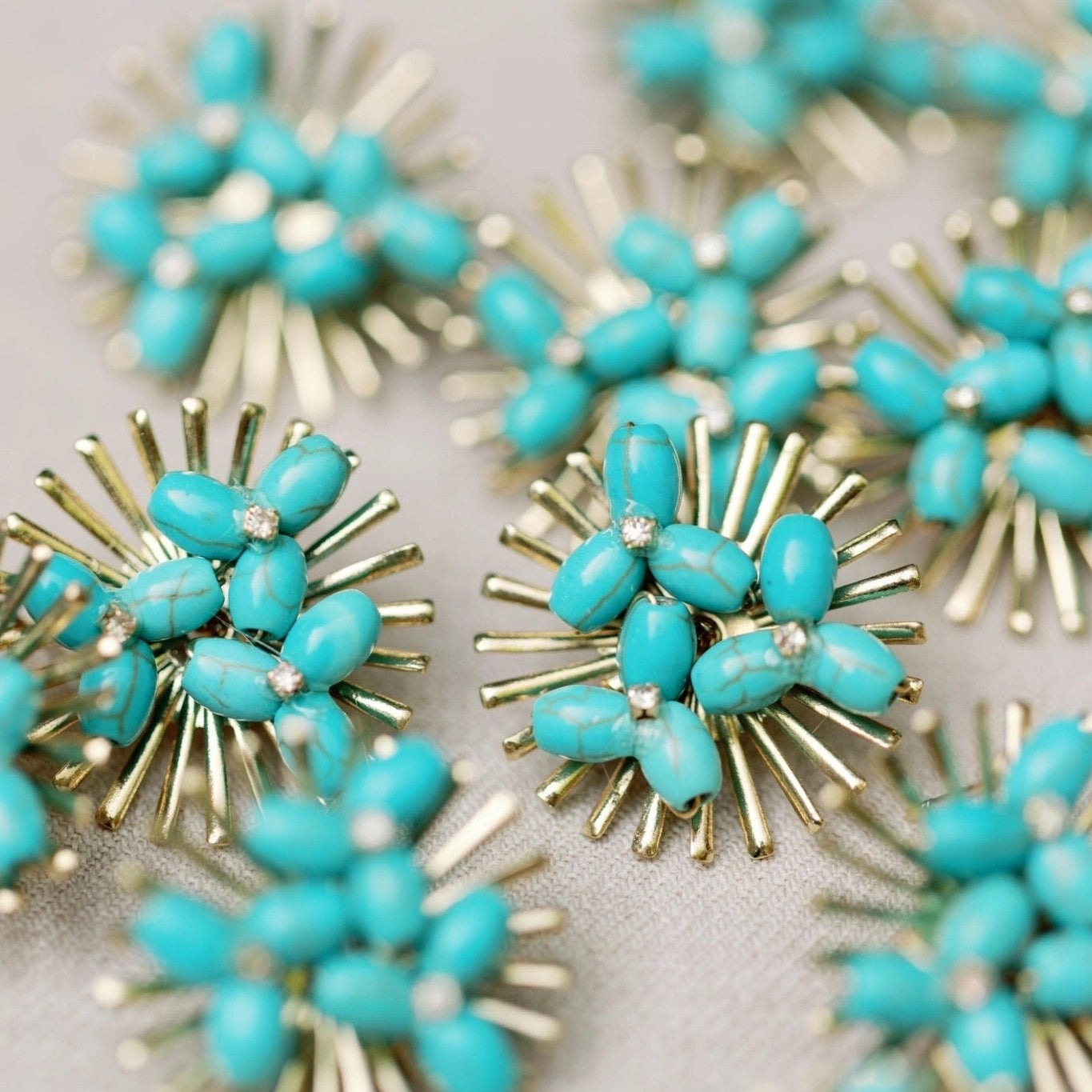 Earrings - Turquoise Sunburst Statement Stud Earrings - Curated Dry Goods