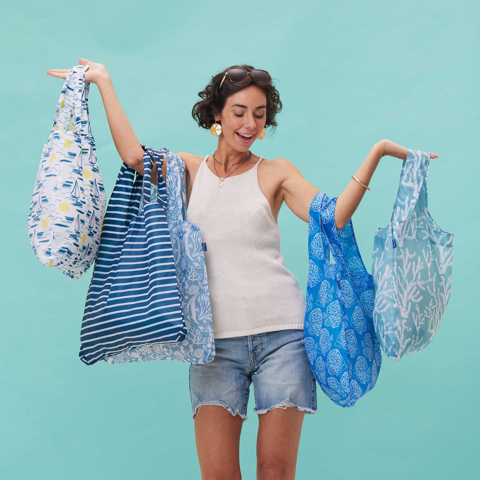 Bags - Under the Sea Print Reusable Shopper Tote - Curated Dry Goods