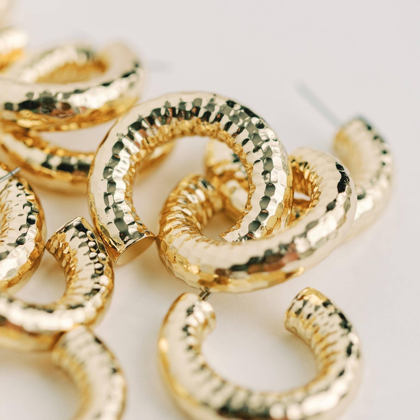 Earrings - Vero Hammered Gold Hoop Earrings - Curated Dry Goods