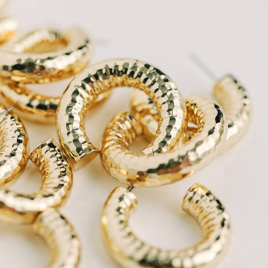 Earrings - Vero Hammered Gold Hoop Earrings - Curated Dry Goods