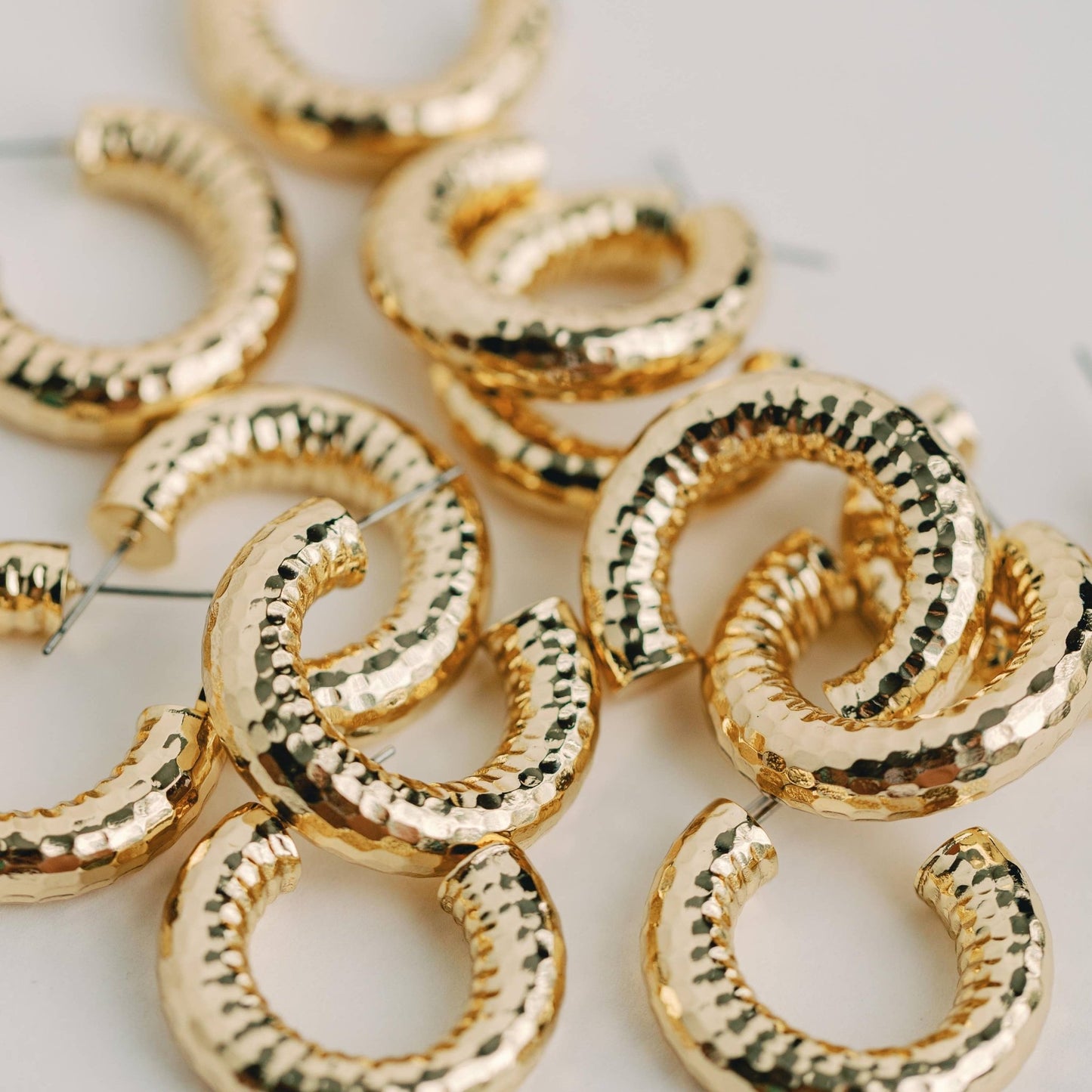 Earrings - Vero Hammered Gold Hoop Earrings - Curated Dry Goods