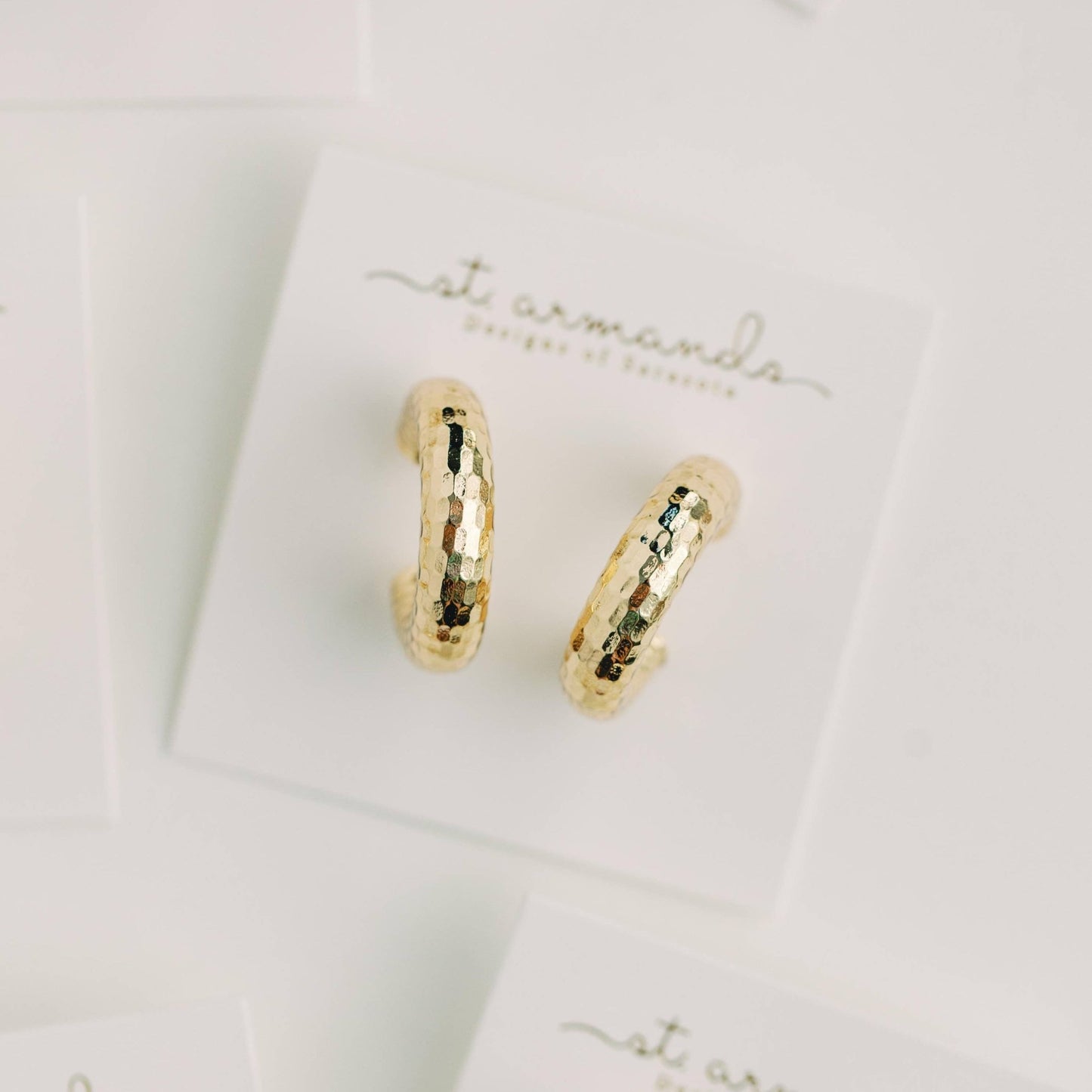 Earrings - Vero Hammered Gold Hoop Earrings - Curated Dry Goods