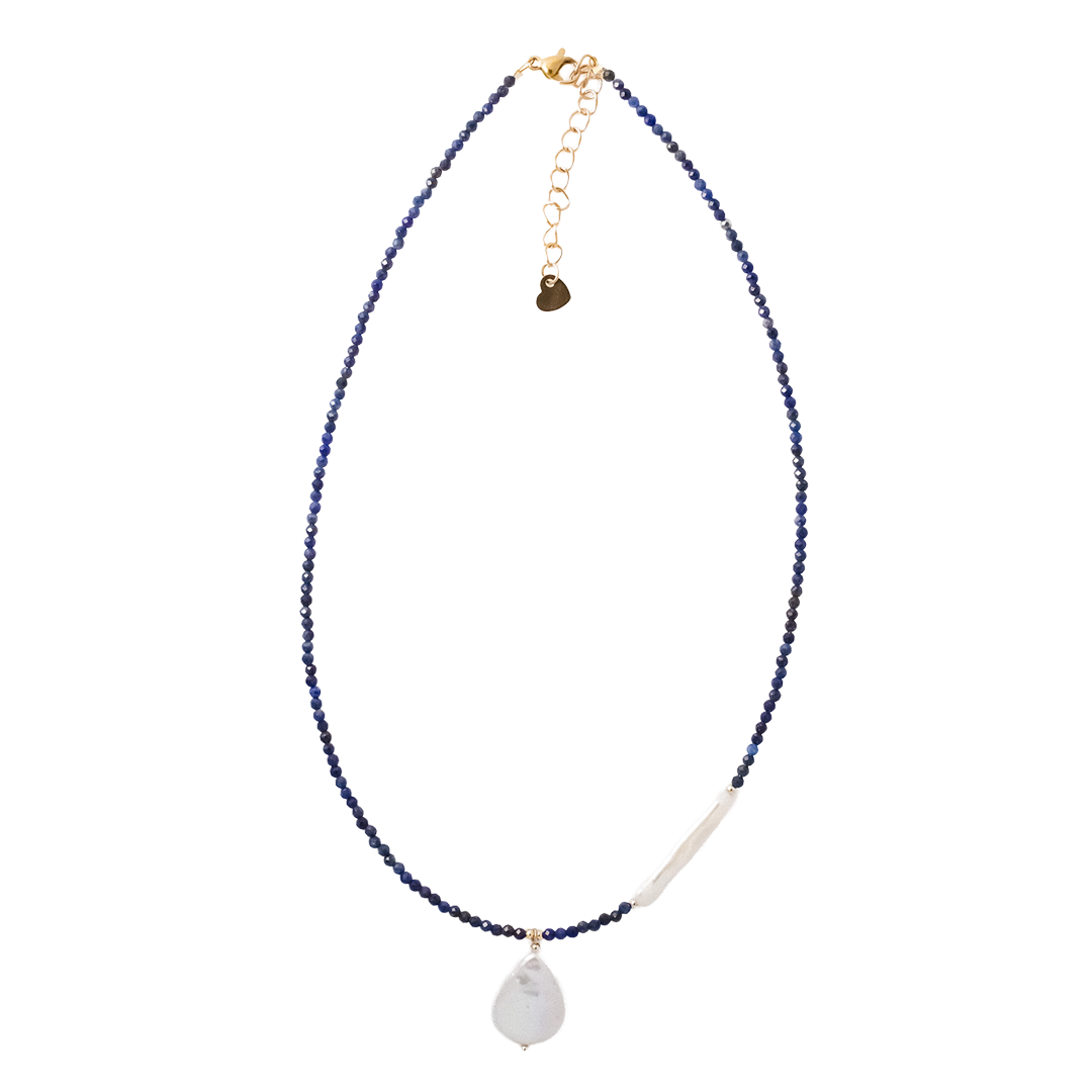 Sandro Lapis Lazuli and Freshwater Pearl Pendant Necklace