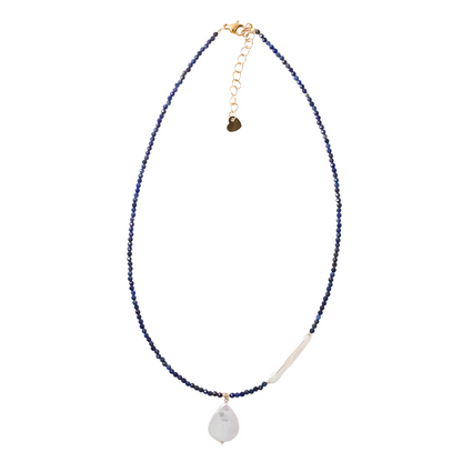 Sandro Lapis Lazuli and Freshwater Pearl Pendant Necklace