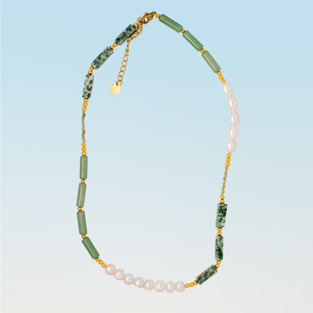 Amelia Jade and Freshwater Pearl Beaded Necklace