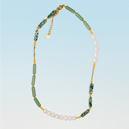 Amelia Jade and Freshwater Pearl Beaded Necklace