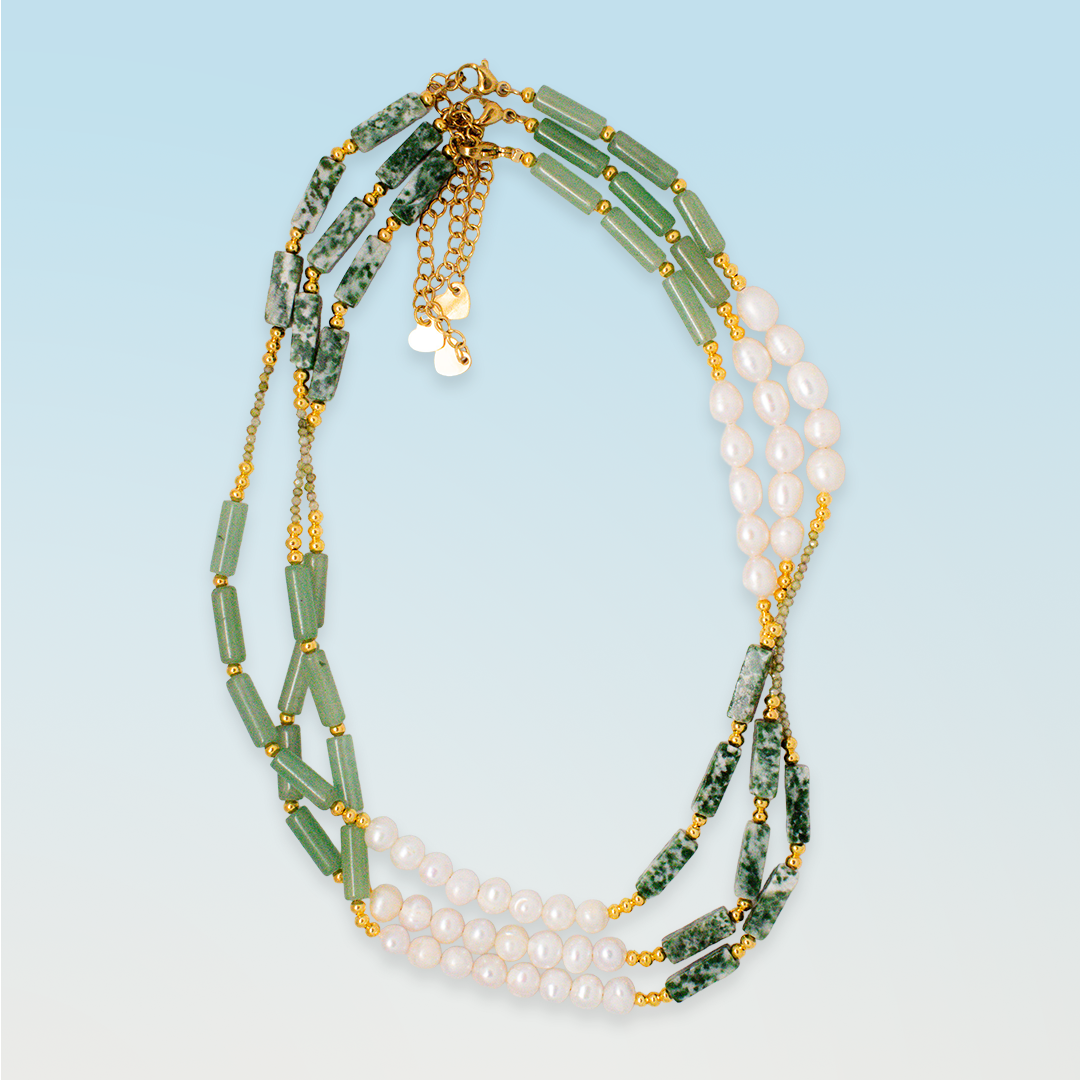 Amelia Jade and Freshwater Pearl Beaded Necklace