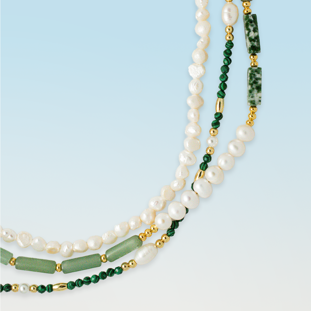 Amelia Jade and Freshwater Pearl Beaded Necklace