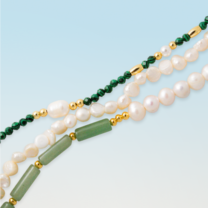 Amelia Jade and Freshwater Pearl Beaded Necklace